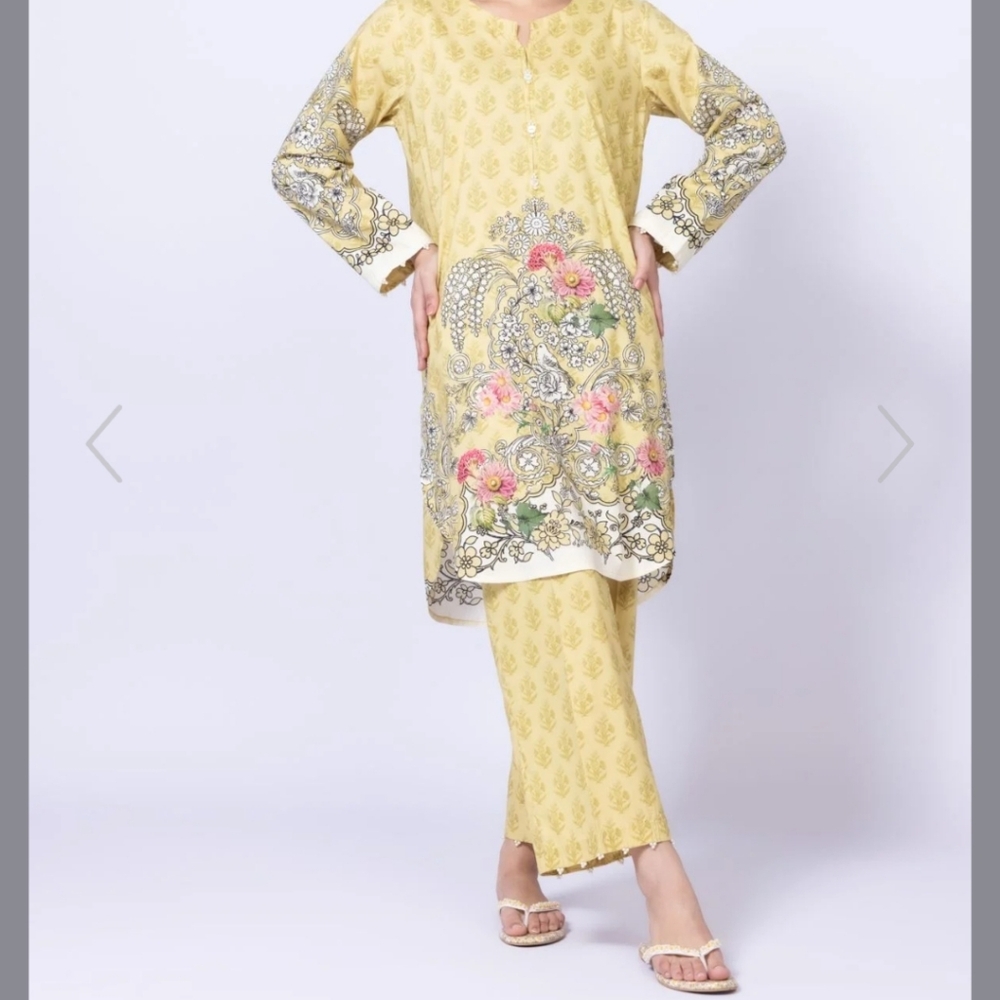 Khaadi Yellow Floral Kurta